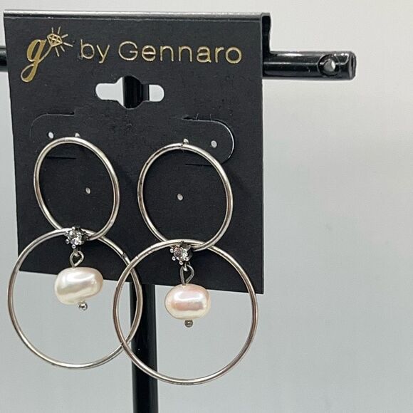 G by Gennaro Dangle Silver Faux Pearls Earrings - Picture 3 of 6